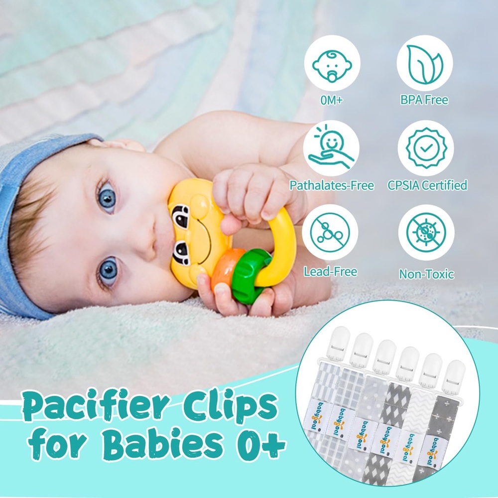 Baby goal, 6-pack pacifier clips set - Picture 3 of 5
